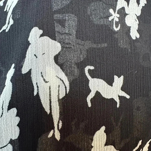 Anthropologie HD in Paris Ruffled Picea Blouse Black White Pastoral Print Size 4 - Picture 8 of 11